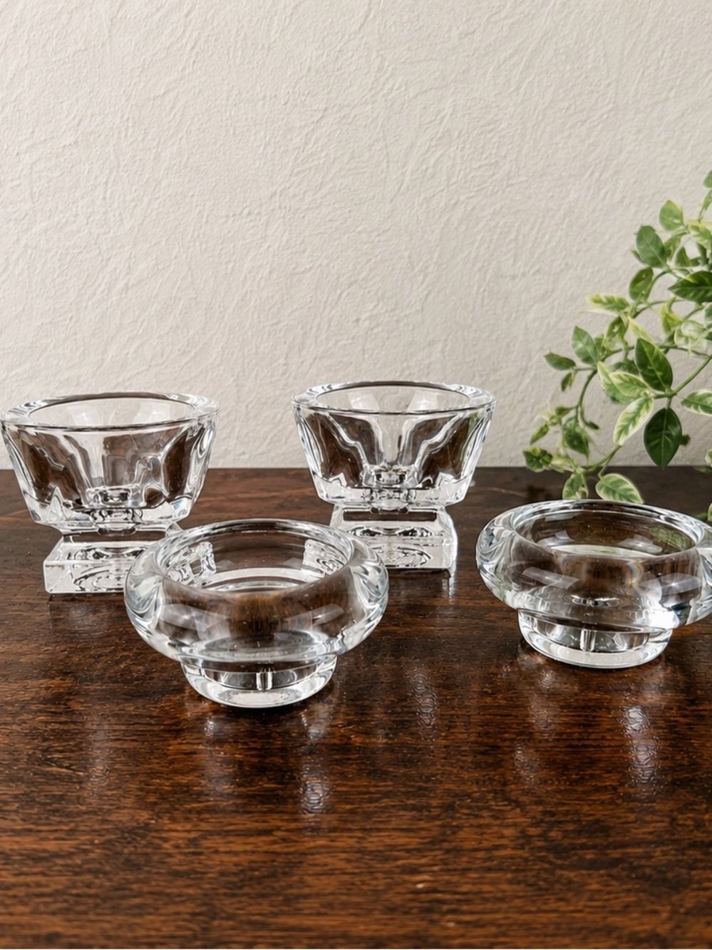 Vintage 1980's Clear Glass Candle Holders/Small Condiment Bowls Set of 4